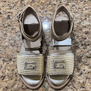 Guess Gold and Tan Strappy Sandals